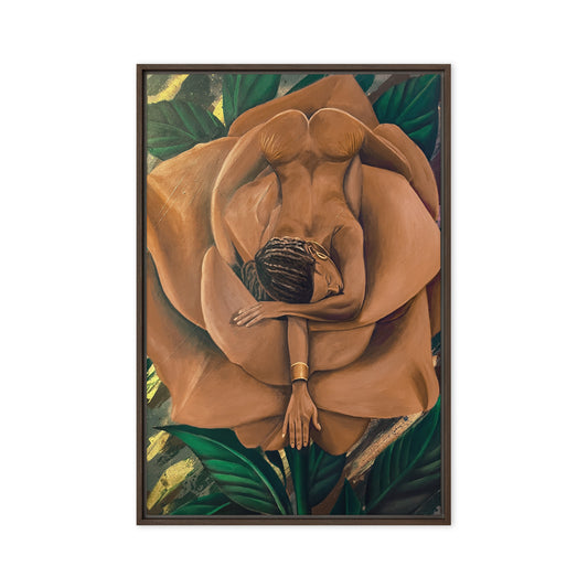 "Blaque Rose" 24" x 36" Framed Canvas Print
