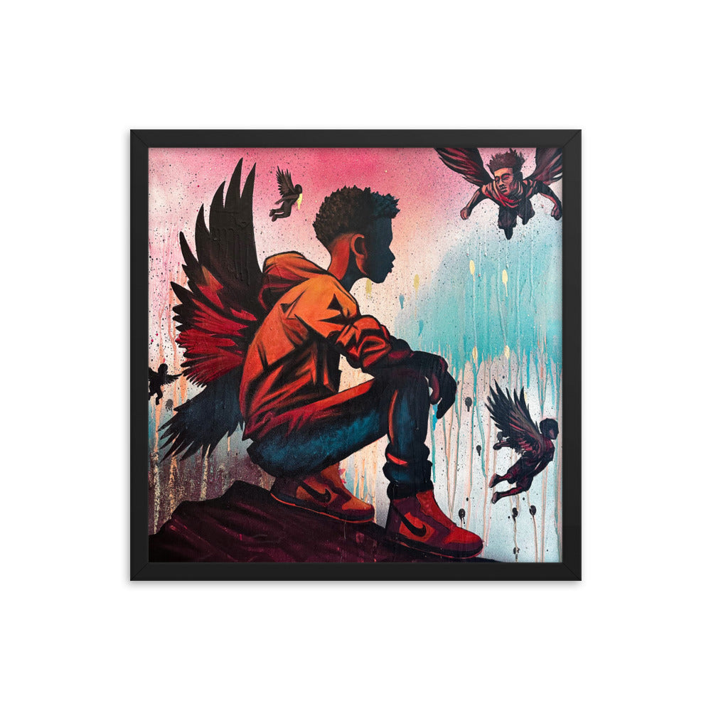 "Fly or Fall" 18" x 18" Framed Print